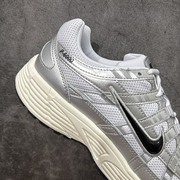 Nike P-6000 White Metallic Silver Flat Silver Black