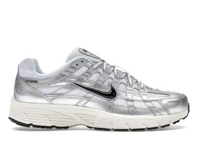 Nike P-6000 White Metallic Silver Flat Silver Black