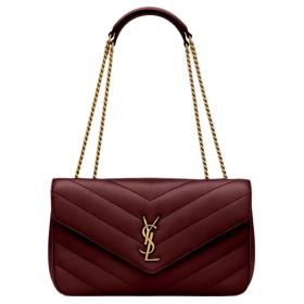 SAINT LAURENT LOULOU Soft Lambskin Shoulder Bag Medium Women's Burgundy 801439-AAEAX-6197 size 29*8*17 cm