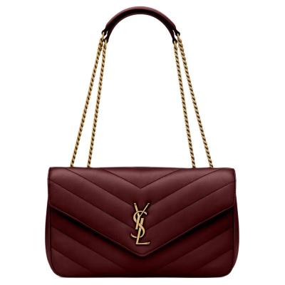 SAINT LAURENT LOULOU Soft Lambskin Shoulder Bag Medium Women's Burgundy 801439-AAEAX-6197 size 29*8*17 cm