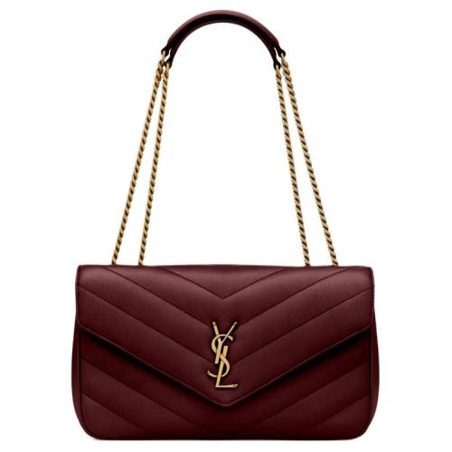 SAINT LAURENT LOULOU Soft Lambskin Shoulder Bag Medium Women's Burgundy 801439-AAEAX-6197 size 29*8*17 cm