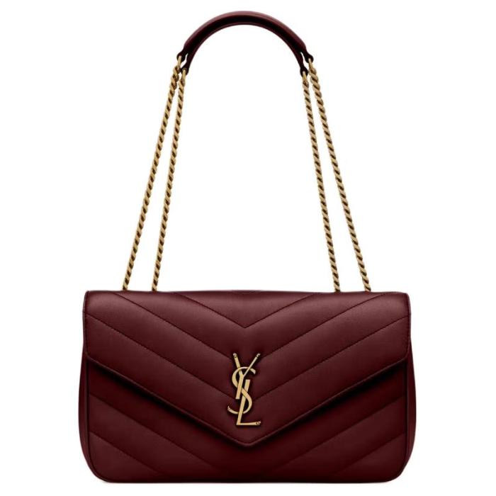 SAINT LAURENT LOULOU Soft Lambskin Shoulder Bag Medium Women's Burgundy 801439-AAEAX-6197 size 29*8*17 cm