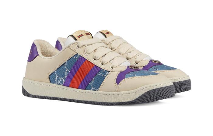 GUCCI Screener Distressed Shoes Low top Kids' Skateboarding Shoes White Purple Kids