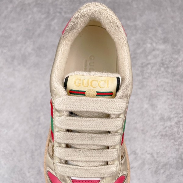 GUCCI Screener Distressed Shoes Low top Kids' Skateboarding Shoes Butter Red