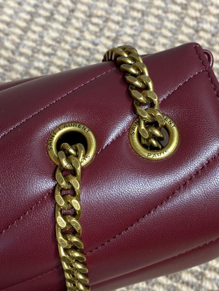 SAINT LAURENT LOULOU Soft Lambskin Shoulder Bag Medium Women's Burgundy 801439-AAEAX-6197 size 29*8*17 cm