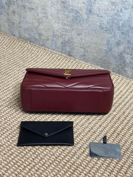 SAINT LAURENT LOULOU Soft Lambskin Shoulder Bag Medium Women's Burgundy 801439-AAEAX-6197 size 29*8*17 cm