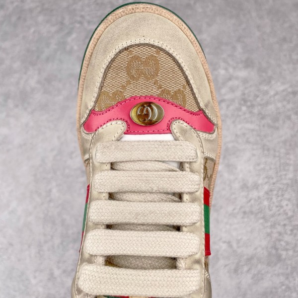 GUCCI Screener Distressed Shoes Low top Kids' Skateboarding Shoes Butter Red