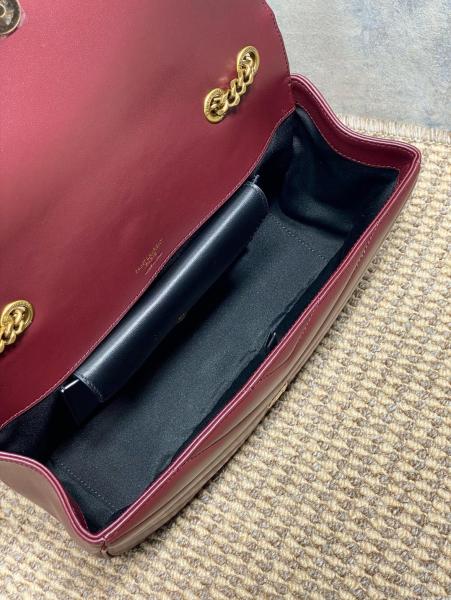 SAINT LAURENT LOULOU Soft Lambskin Shoulder Bag Medium Women's Burgundy 801439-AAEAX-6197 size 29*8*17 cm