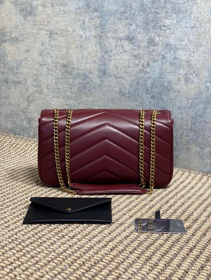 SAINT LAURENT LOULOU Soft Lambskin Shoulder Bag Medium Women's Burgundy 801439-AAEAX-6197 size 29*8*17 cm