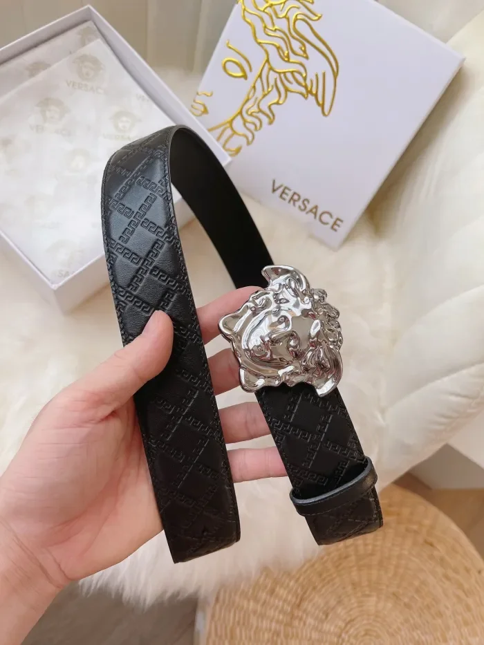 VERSACE Medusa Leather Belts Men's Width 3.8 cm