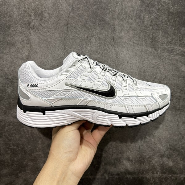 Nike P-6000 White Metallic Silver Black