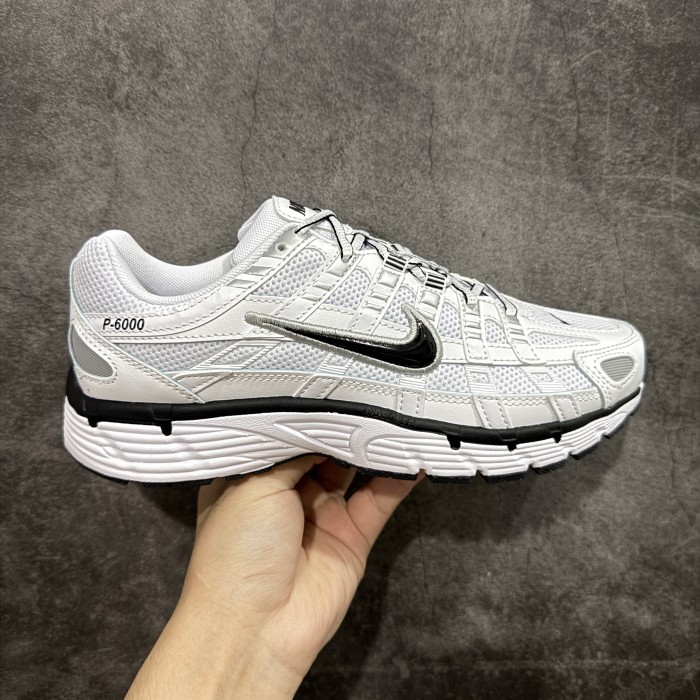 Nike P-6000 White Metallic Silver Black