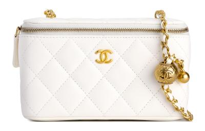 CHANEL Sheepskin Box Bag, Shoulder Bag, Crossbody Bag Regular Women's White AP2303-B02916-10601 size 16*8*10 cm