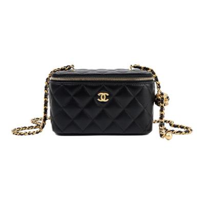 CHANEL Sheepskin Crossbody Bags Women's Black AP2303-B08034-94305 17*8*9.5 cm