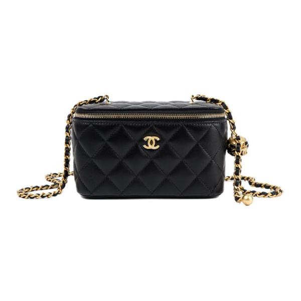 CHANEL Sheepskin Crossbody Bags Women's Black AP2303-B08034-94305 17*8*9.5 cm