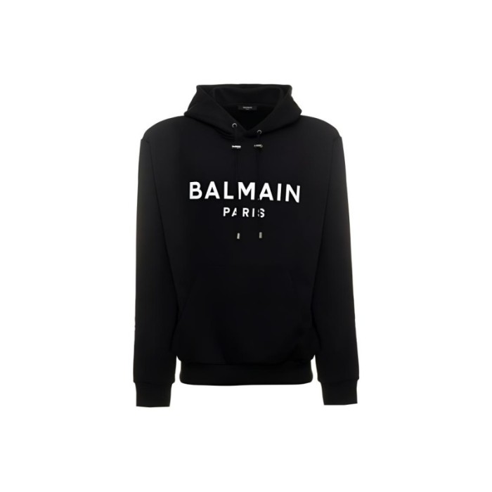 BALMAIN Logo Printed Drawstring Hoodie