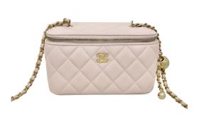 CHANEL Sheepskin Box Bag, Shoulder Bag, Crossbody Bag Women's Light Pink AP2303-B02916-NR644 size 17*8*9.5 cm