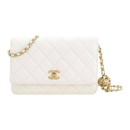 CHANEL WOC Smooth Lambskin With Gold Metal Shoulder Bag, Crossbody Bag Mini Women's White AP1450-B02916-10601 size 19*4*12cm