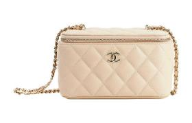 CHANEL 22c Early Spring Pebble Grain Calfskin Long Box Bag, Shoulder Bag, Crossbody Bag Women's Milk Tea AP2625-B07641-N5025 with Mirror size 17*8.5*10 cm