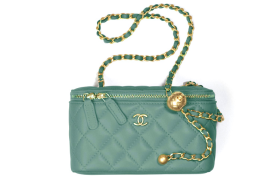 CHANEL Sheepskin Box Bag, Crossbody Bag, Mirror Shoulder Bag Women's Grass Green AP2303-B02916-NL294 size 17*8.5*9.5 cm