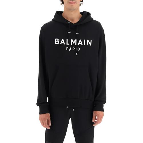 BALMAIN Logo Printed Drawstring Hoodie