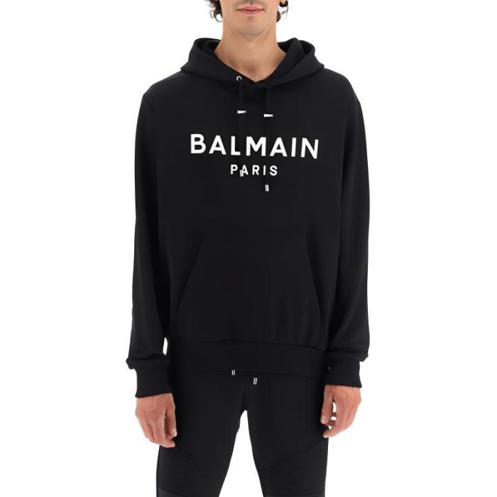 BALMAIN Logo Printed Drawstring Hoodie