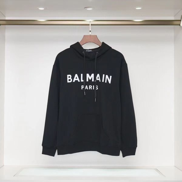 BALMAIN Logo Printed Drawstring Hoodie