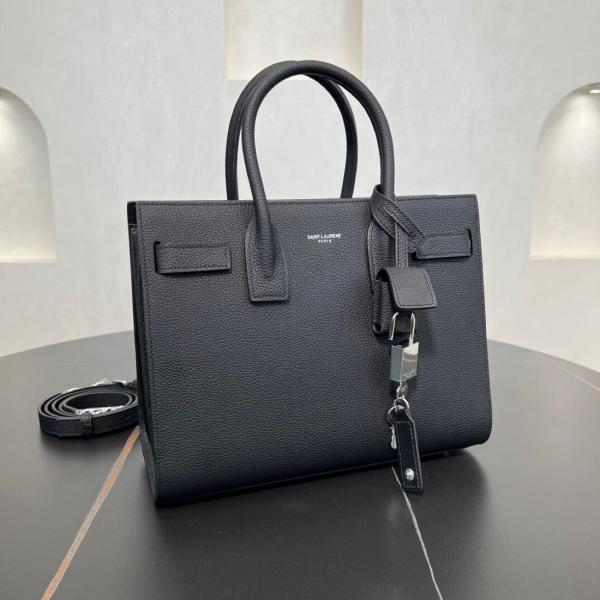 SAINT LAURENT Grain Leather Tote Trunk Bag, Shoulder Bag, Crossbody Bag, Handbag Small Women's Black 421863B681N1000 size 26*12.5*20.5 cm