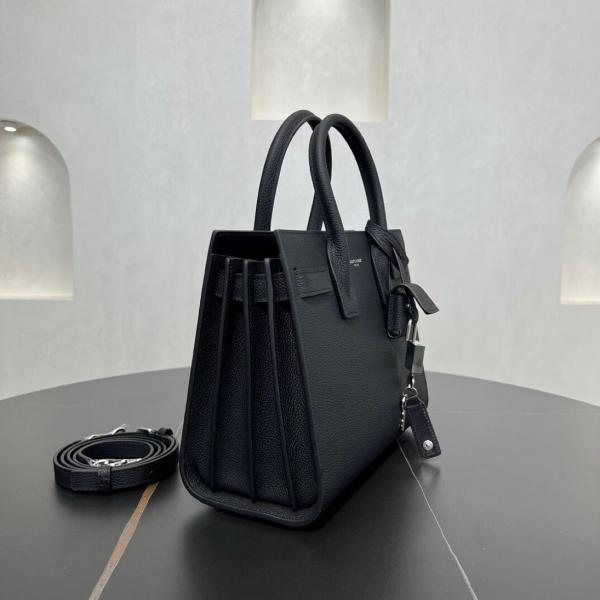 SAINT LAURENT Grain Leather Tote Trunk Bag, Shoulder Bag, Crossbody Bag, Handbag Small Women's Black 421863B681N1000 size 26*12.5*20.5 cm