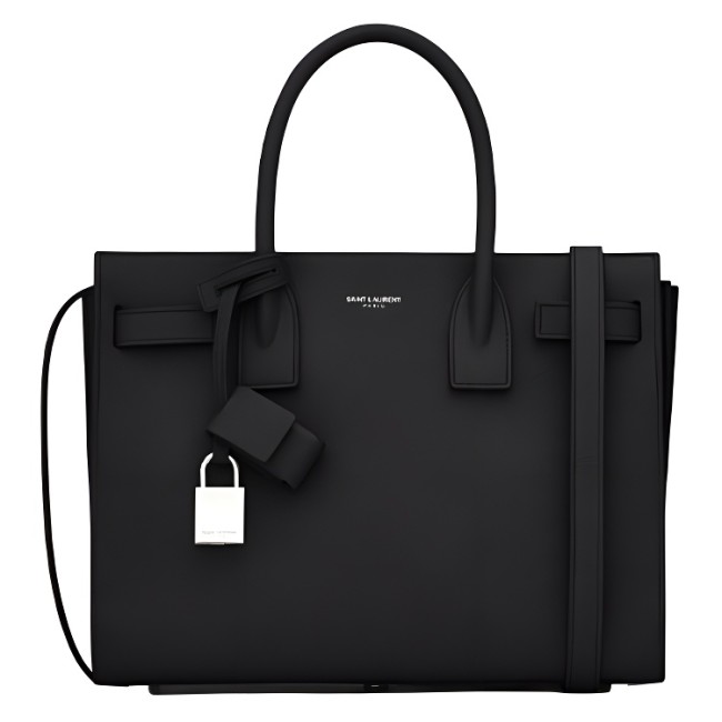 SAINT LAURENT Grain Leather Tote Trunk Bag, Shoulder Bag, Crossbody Bag, Handbag Small Women's Black 421863B681N1000 size 26*12.5*20.5 cm