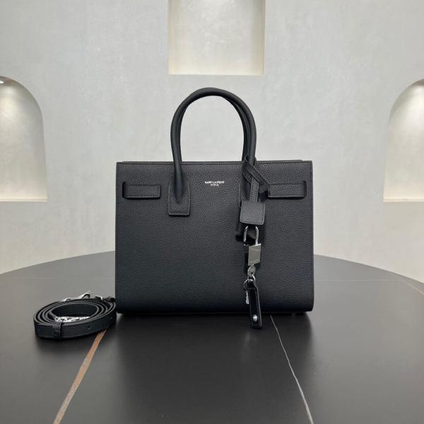 SAINT LAURENT Grain Leather Tote Trunk Bag, Shoulder Bag, Crossbody Bag, Handbag Small Women's Black 421863B681N1000 size 26*12.5*20.5 cm