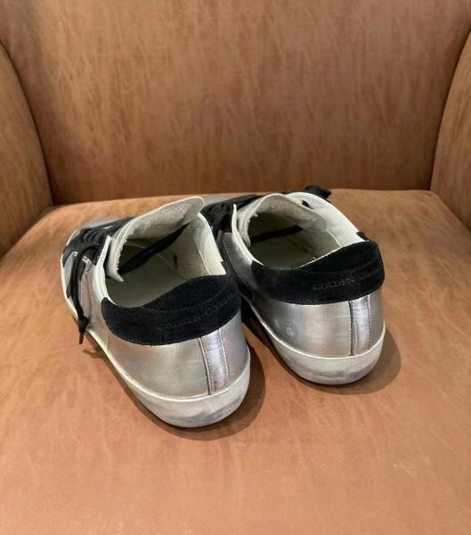 Golden Goose Super Star Low top Stylish Skateboarding Shoes Women's Silver Black Heel Tab Distressed