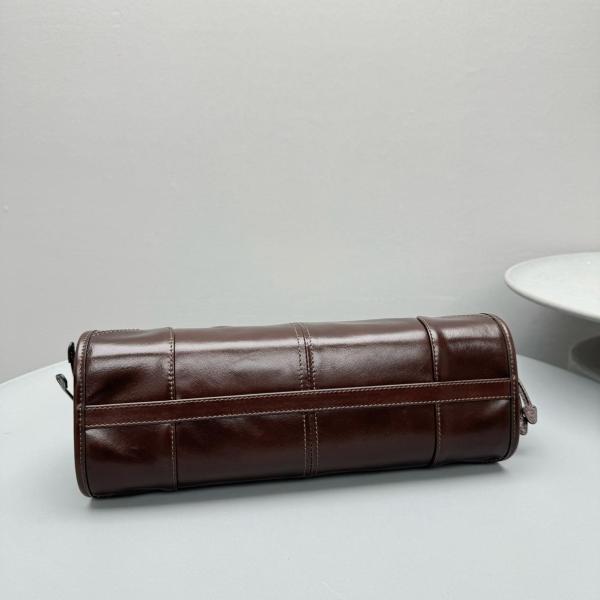 PRADA Bonnie Leather One Shoulder Handbag Medium Women's Dark Brown 1BA426_2CYR_F01D6 size 32*12*15.5 cm