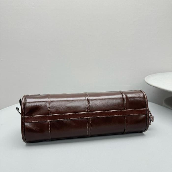 PRADA Bonnie Leather One Shoulder Handbag Medium Women's Dark Brown 1BA426_2CYR_F01D6 size 32*12*15.5 cm