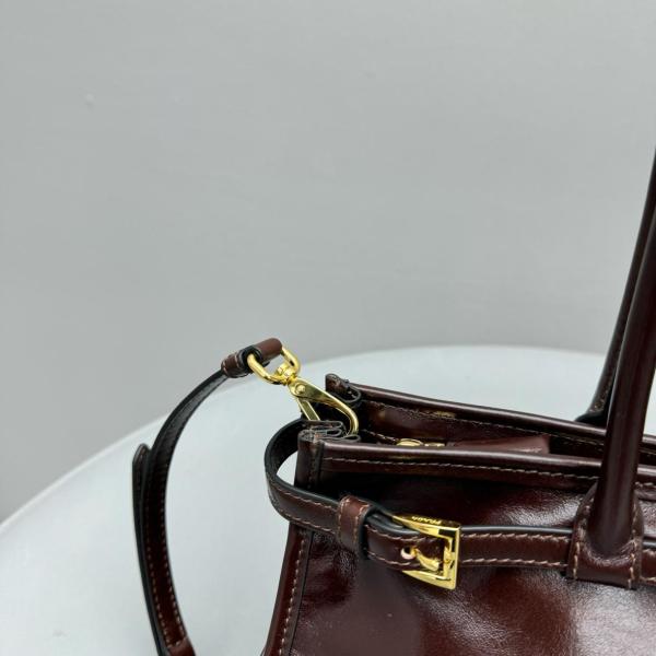 PRADA Bonnie Leather One Shoulder Handbag Medium Women's Dark Brown 1BA426_2CYR_F01D6 size 32*12*15.5 cm
