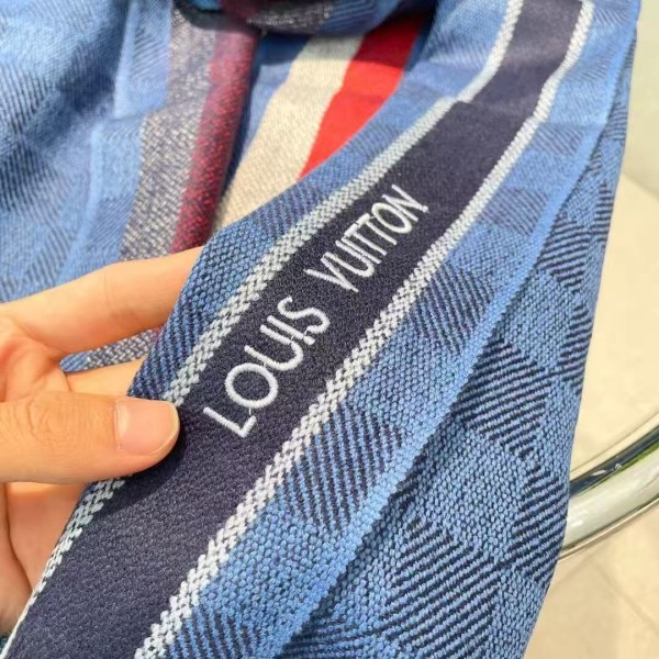 LOUIS VUITTON Wool Knit Scarves Blue