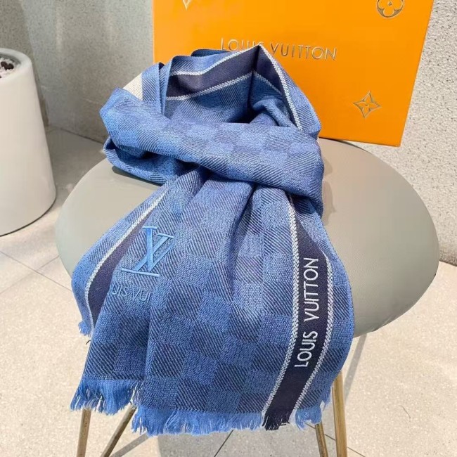 LOUIS VUITTON Wool Knit Scarves Blue