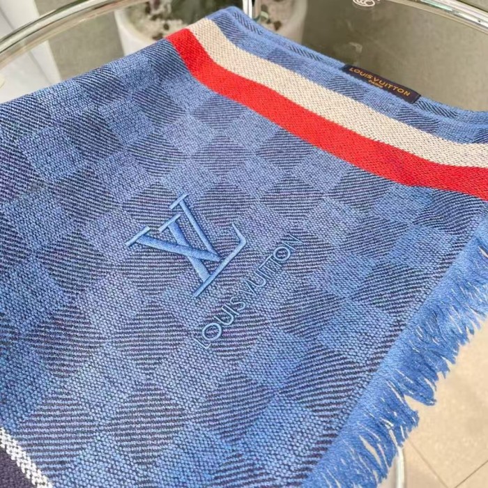 LOUIS VUITTON Wool Knit Scarves Blue