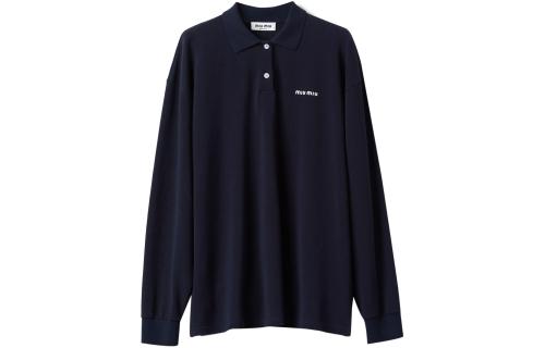 MIU MIU Logo embroidered Piqué Polo Shirt