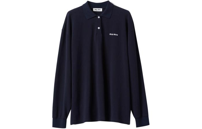 MIU MIU Logo embroidered Piqué Polo Shirt