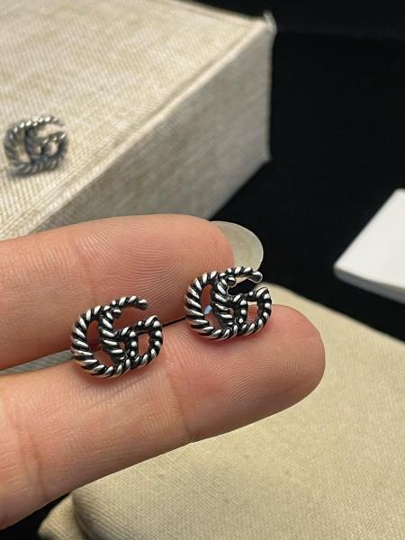GUCCI 925 Sterling Silver Earrings Women's Silver