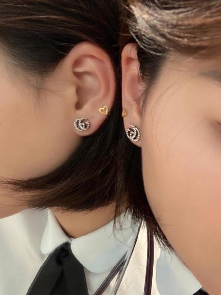 GUCCI 925 Sterling Silver Earrings Women's Silver