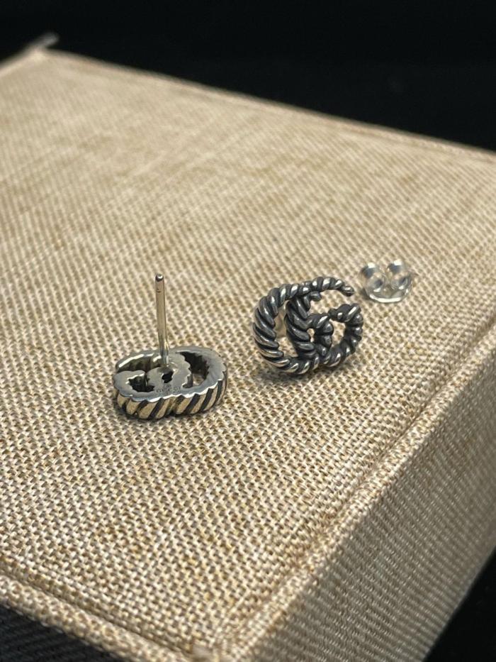 GUCCI 925 Sterling Silver Earrings Women's Silver