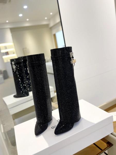 Givenchy Shark Lock Knee high Boots 3.5cm Women's Black