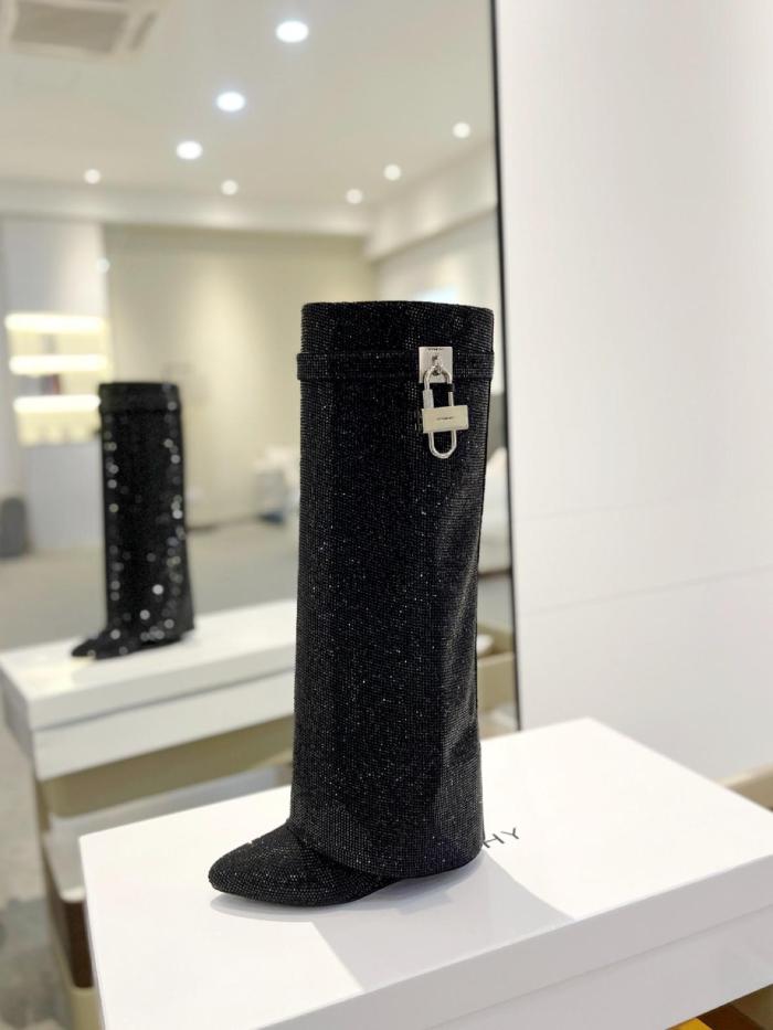 Givenchy Shark Lock Knee high Boots 3.5cm Women's Black