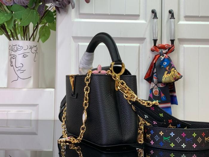 LOUIS VUITTON X Takashi Murakami Capucines Mm Black M13878 samll size 21*8*14 cm