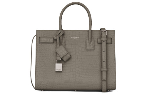 SAINT LAURENT SAC DE JOUR Cow Leather Trunk Bag Tote One Shoulder Handbag Women's Gray 421863-DND1E-1424 size 26*12.5*20.5 cm