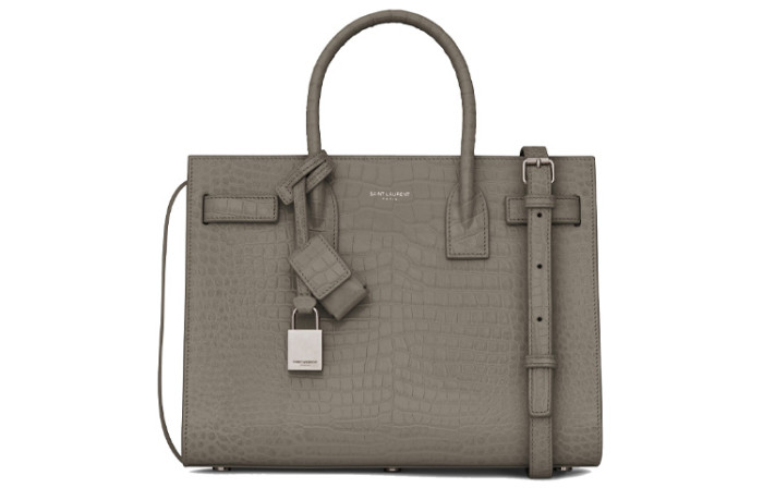 SAINT LAURENT SAC DE JOUR Cow Leather Trunk Bag Tote One Shoulder Handbag Women's Gray 421863-DND1E-1424 size 26*12.5*20.5 cm