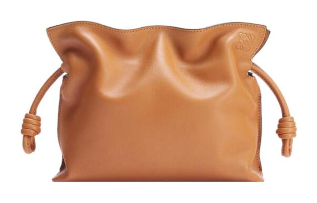 LOEWE Flamenco Calfskin One Shoulder Crossbody Clutch Mini Women's Warm Orange A411FC2X37-2586 size 23.9*9*18 cm