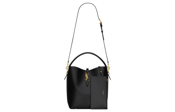 SAINT LAURENT Shiny Cow Leather Shoulder Bag, Crossbody Bag, Handbag Women's Black 742828-2R20W-1000 size 20*16*25 cm
